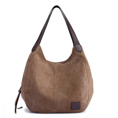 

New Fashion Casual Lady Canvas Women Solid Big Handbag Large Capacity Top-handle Bags Hobos High Quality Female Shoulder Bag