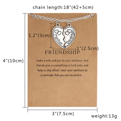 

Friendship Card Necklace Couple Jewelry 2pcs BFF Heart Pendant Necklace Best Friends Forever 2 pcs Splicing Necklace Gift