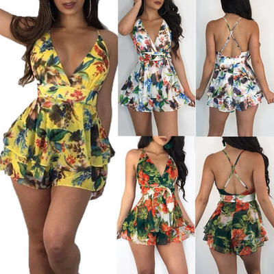 

Women Ladies Clubwear V Neck Playsuit Bodycon Party Jumpsuit&Romper Trousers