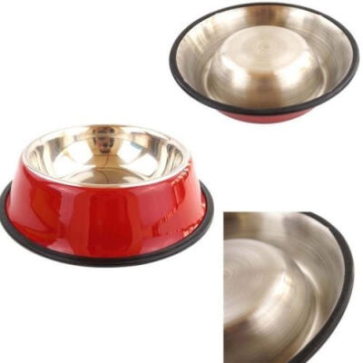 

Pets Dog Cat Puppy Anti Skid Stainless Steel Travel Feeding Food Water Bowl Dish