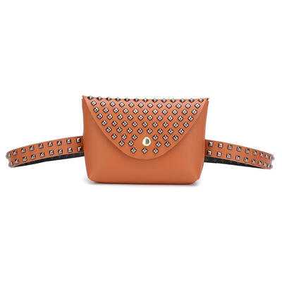 

Women Rivets Waist Pack Punk Style Chest Bag PU Flap Messenger Bags