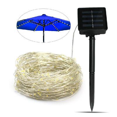 

120LEDs Solar Powered Energy Umbrella String Light Intelligent Sensitive Light Control 8 Modes Patio Light Outdoor Landscape Lamp