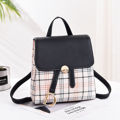 

10 pieces from the batch Korean version of the college style pattern backpack new fashion backpack female lattice stitching school bag