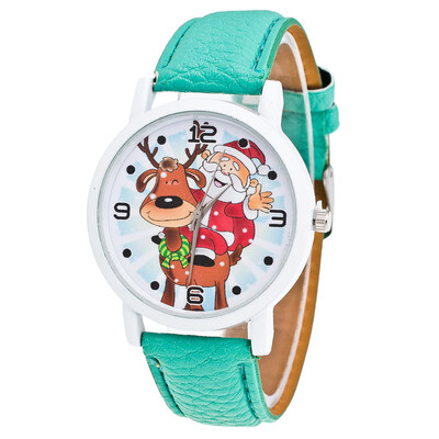 

New Christmas Ornaments Elderly Pattern Leather Band Analog Quartz Vogue Watches Xmas Decoration Navidad 2018 Envio Gratis