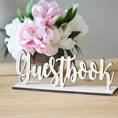

Gobestart Cute Wooden Guestbook Sign Wedding Decor Freestanding Sign Decoration DIY Gift
