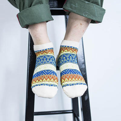 

Cotton Thread Needle Retro Style Mens No Show Socks Japanese Harajuku Ankle Socks For Men 1 Pair