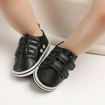 

Soft Sole Newborn Baby Boy Girl Pre-Walker PU Leather Pram Shoes Trainers 0-18 Months