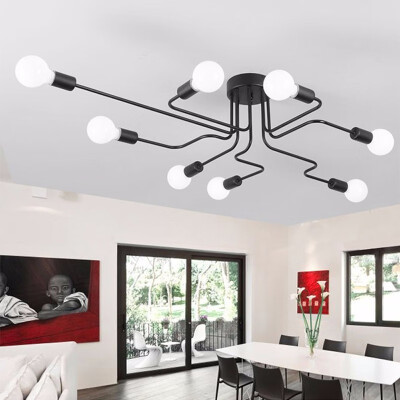 

468 Way Retro Ceiling Light Multiple Rod Wrought Iron Ceiling Lamp E27 Pendant Lamp