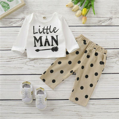 

USA 3Pcs Newborn Kids Baby Boys little man Tops Pants Leggings Outfits Clothes