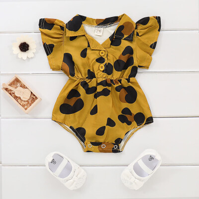 

Newborn Baby Girl Kid Printed Short Sleeves Romper Bodysuit Outfit Clothes