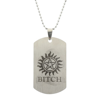 

Titanium Steel Supernatural Pentagram Personalized English Engraved Letters Tag Pendant Necklace Fashion Jewelry Gifts