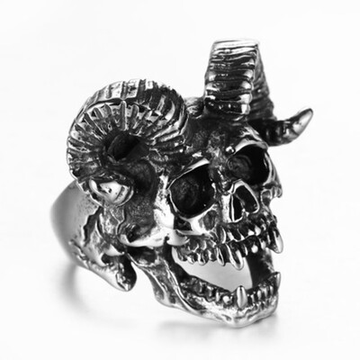 

Retro Punk Sheep Head Ring Gothic Skull Ring Men Ring Fashion Jewelry Jewelry Halloween decor Gifts