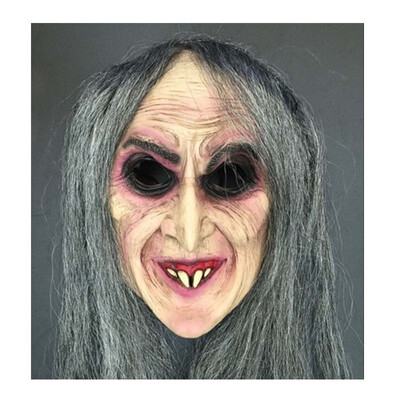 

CINDYXIE MASK fang gray straight hair witch latex mask 12991