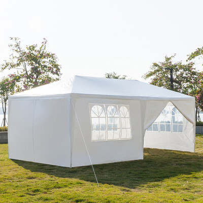 

Canopy Tent 3 x 6m Six Sides Two Doors Waterproof Tent with Spiral Tubes White Wedding Tent