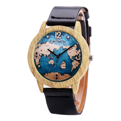 

Fanteeda FD068 Unisex Fashion Wooden Case PU Band Quartz Watch