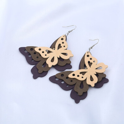 

Colorful Butterfly Earrings For Women Wood Butterfly Earrings Trendy Big Earring Jewelry