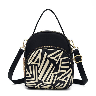

Two-shoulder Mini Backpack Womens Oxford Cloth Bag Nylon Bag Ethnic Wind Printing One-shoulder Slant Bag