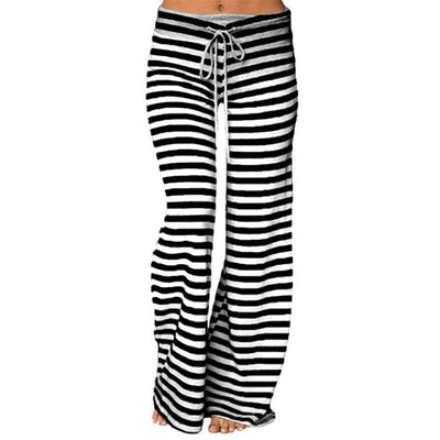 

Tailored Women Striped High Waist Elastic Loose Wide Leg Trousers Dancing Pants BKL