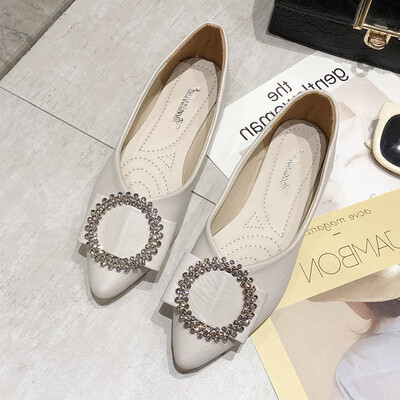 

Flat sole single shoes leather shoes round button small pointed overshoes shallow slippers work shoes womens shoes summer