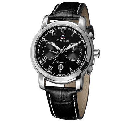 

FORSINING genuine leather waterproof week calendar mens automatic mechanical watch belt mens watch