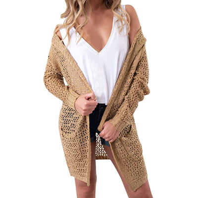 

Toponeto Womens Hooded Long Sleeve Knitwear Open Front Cardigan Sweaters Outerwear