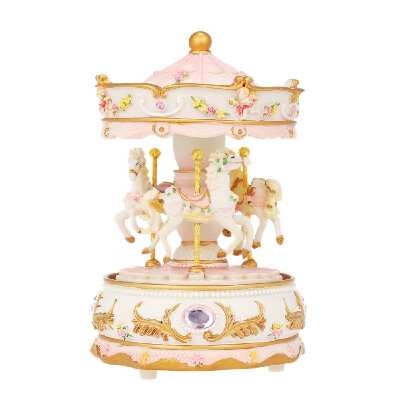 

Mini Carousel Clockwork Music Box Colorful LED Merry-go-round Musical Box Gift for Girlfriend Kids Children Christmas Festival Pur