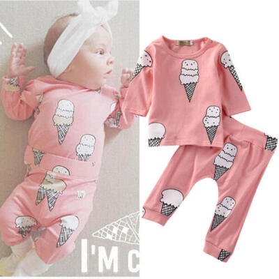 

Newborn Kid Baby Girls Outfits T-shirt Tops Long Pants Outfits Clothes USA wea
