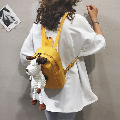 

Backpack female 2019 new Japanese Harajuku student cute school bag college wind girl canvas doll small backpack
