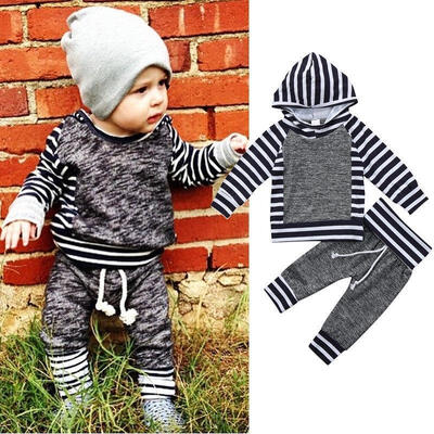 

Toddler Kids Baby Boy Girl Hooded Sweat shirt TopsPants Trousers Outfit Clothes Set 0-24M