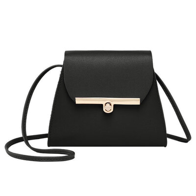 

Lady Solid Color Trapezoidal Shape Turn Lock Faux Leather Crossbody Shoulder Bag