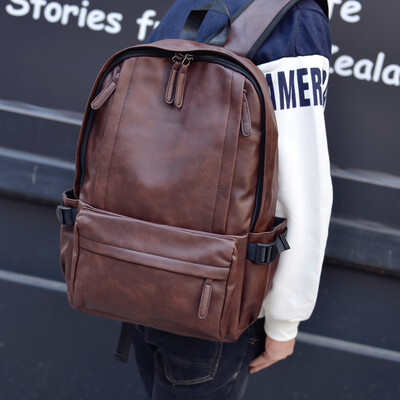 

Mens backpacks fashion PU leather shoulder bags Korean business leisure travel tide women bags student bags