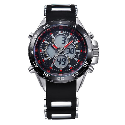 

WEIDE WH1103 Dual Display Two Movement Quartz Digital Men Watch 3ATM Waterproof LCD Backlight Auto Date Day Week Alarm Stopwatch T
