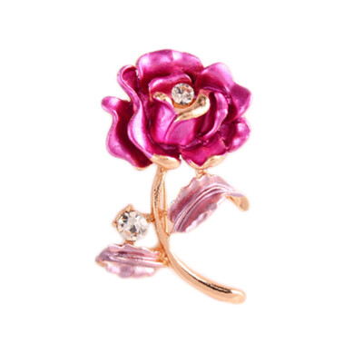 

Exquisite Fashion Diamond Upscale Rhinestones Pin Manual Drip Oil Rose Corsage Brooch Pin