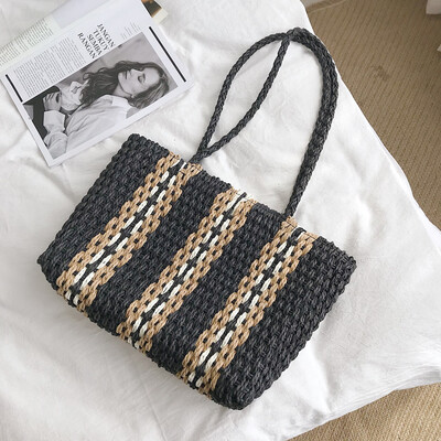 

Tailored Womens Fashion Solid Color Handbag Shoulder Bag Woven Bag Beach Bag