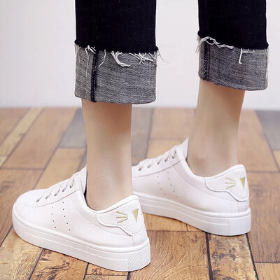 

Mhysa 2019 New Autumn tenis feminino lace-up white shoes woman PU Leather solid Fashion female shoes casual women shoes sneakers
