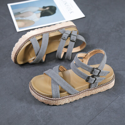

Sandals womens primary summer flat-bottomed student Korean version of the thick-soled fairy chic with womens shoes