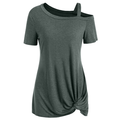 

Knotted Skew Neck Short Sleeve Tee