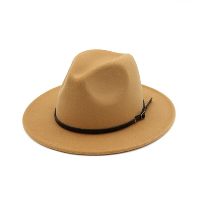 

Men Women Vintage Wide Brim Fedoras Hat Church Party Ladies Felt Jazz Cap