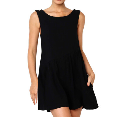 

Starmoon Women Sleeveless Waist Drawstring Short Playsuit Rompers Jumpsuit