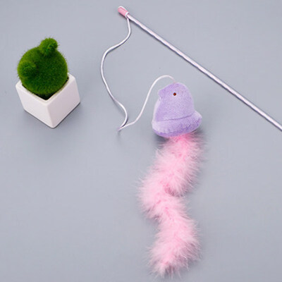 

Interactive Pet Toys Teaser Wand Toy Transparent Rod Small Bird With Long Plush Tail Including Catnip