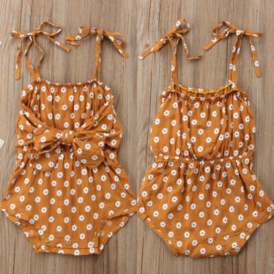 

UK Newborn Toddler Baby Girl Summer Clothes Bow Romper Jumpsuit Outfits Sunsuit