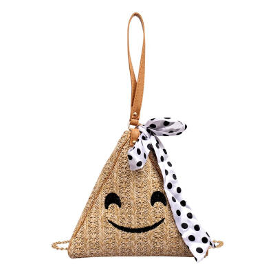 

Expression Chain Shoulder Handbags Straw Women Triangle Silk Crossbody Bags