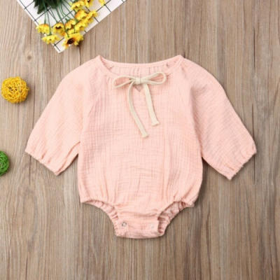 

Cute Newborn Infant Kids Baby Girls Bodysuit Long Sleeve Solid Color Jumpsuits Clothes