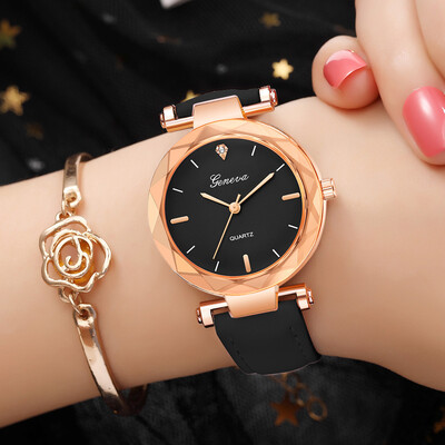 

RM New Fashion Geneva Women Leather Band Quartz Analog Wrist Watch