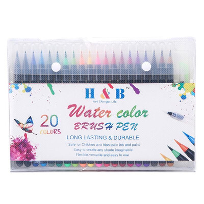

H&B 20 Colors Watercolor Brush Pen Set Art Markers Drawing Painting Soft Brush Pen for Coloring Manga Sketch Calligraphy
