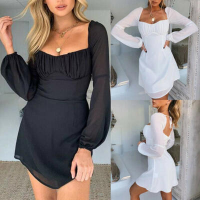 

Fashion Womens Short Mini Dress Bandage Long Sleeve Evening Party Cocktail Club