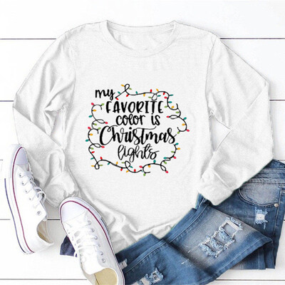 

Gobestart Women Christmas Plus Size Print Round Neck Long Sleeved T-shirt Blouse Tops