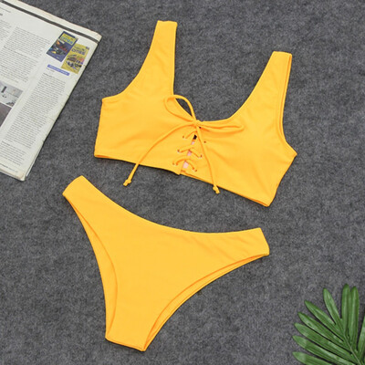 

Saidsome Womens Two Piece Solid Baddage Sexy Split Swimsuit Bikini Swimsuit Beachwear