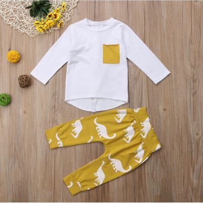

Fashion Infant Baby Boy Dinosaur TopsLong Pants 2Pcs Outfits Kids Fall Clothes