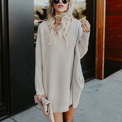 

Roseonmyhand Womens Autumn Winter Knitted Shirt Pullover Long V-Neck Plus Size Sweater Tops